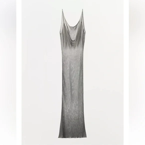 ZARA METALLIC THREAD MESH DRESS LIMITED EDITION - Picture 7 of 12